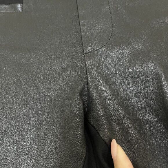 HELMUT LANG black lamb leather high rise leggings size US 4 - Picture 5 of 7